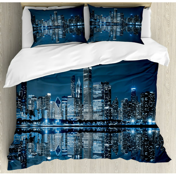 New York City Skyline American Themed Reversible Bedding Duvet Quilt Cover Set